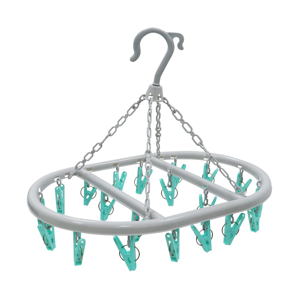 JVL Oval Sock Dryer Complete with 20-Piece Clothes Pegs, Aqua, Grey, White, One Size, 19-293