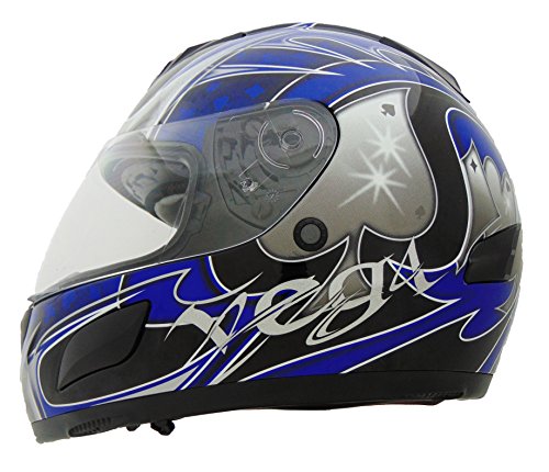 Vega Helmets Insight Full Face Helmet with Aces Graphics and Quick Release Chin Strap (Blue, XX-Large)