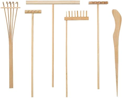 Artibetter 6Pcs Mini Zen Garten Rechen Kit Bambus Zen Rechen Meditation