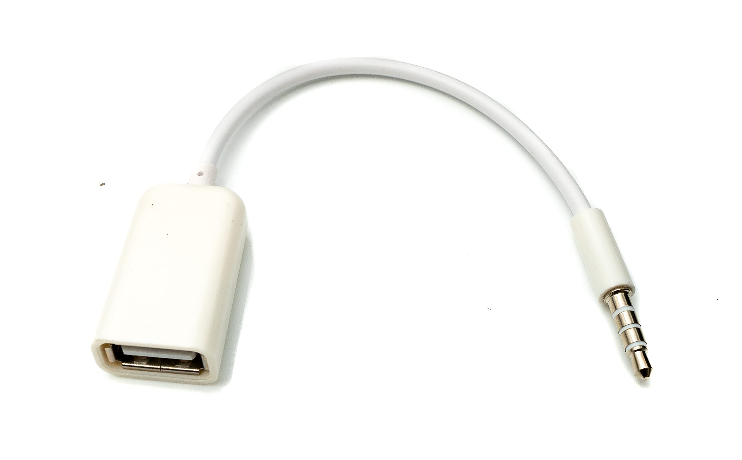System-S Audio USB Cable 15 cm 3.5 mm Jack Male to 2.0 Type A Female AUX in White