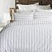 Merryfeel Seersucker 100% Cotton Yarn Dyed Duvet Cover Set - Full/Queen Grey