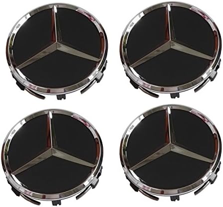 Mercedes-Benz Wheel Center Hub Cap Cover Emblem Badge Sets of 4，Black