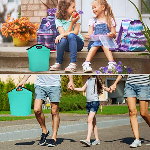 Large Neoprene Lunch Bag for Women Adults, 14" x 14" x 5.5" Insulated Big Lunch Tote Box Reusable Lunch bag for Work Office Outdoors Travel (Green) - Thumbnail 5