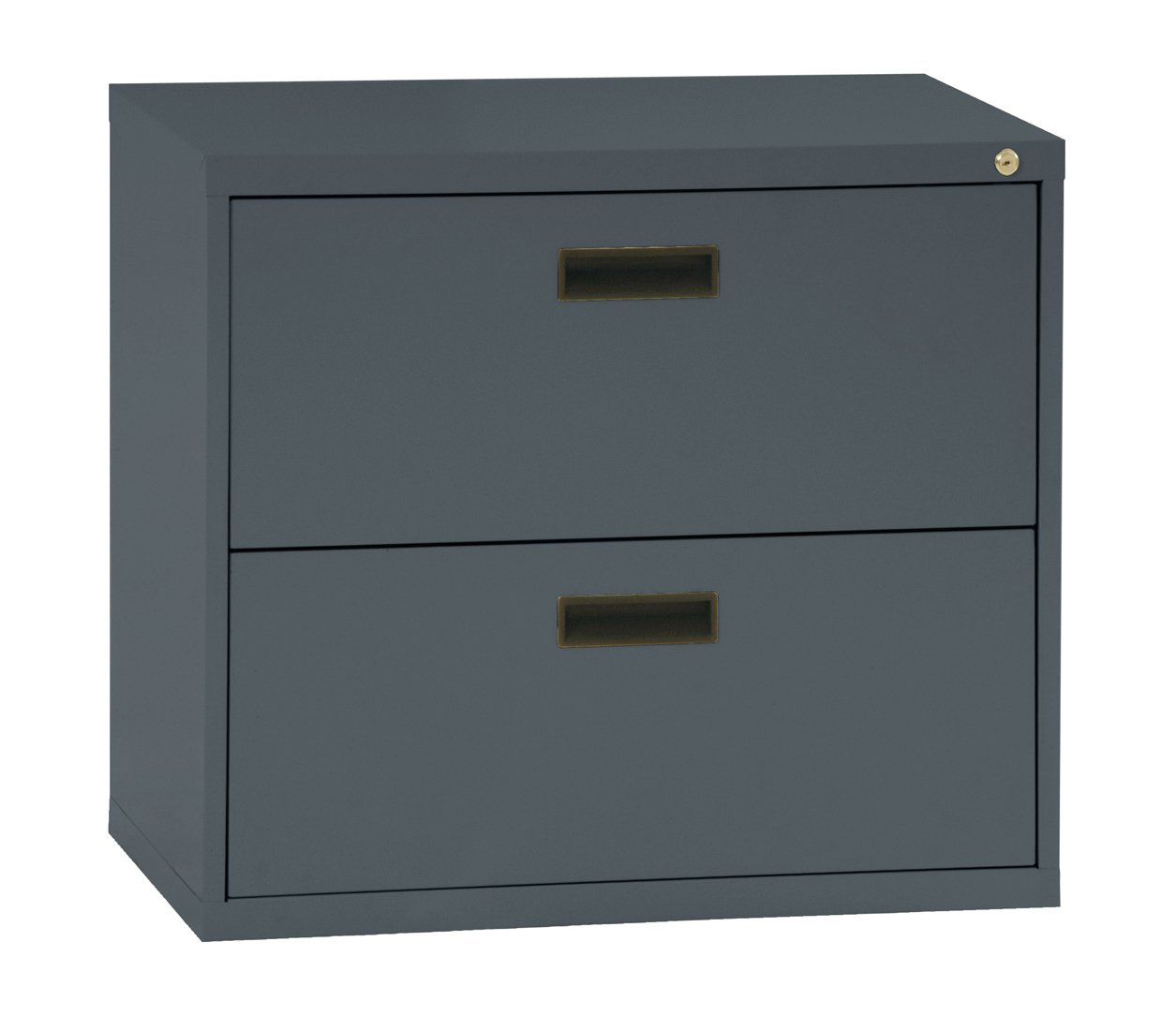 Sandusky 400 Series Charcoal Steel Lateral File Cabinet with Plastic Handle, 30" Width x 27-1/4" Height x 18" Depth, 2 Drawers