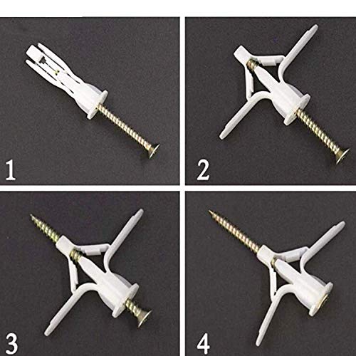 25pcs 65Lbs White Hollow-Wall Anchors + 25pcs Screws Self-Drilling Drywall Kit
