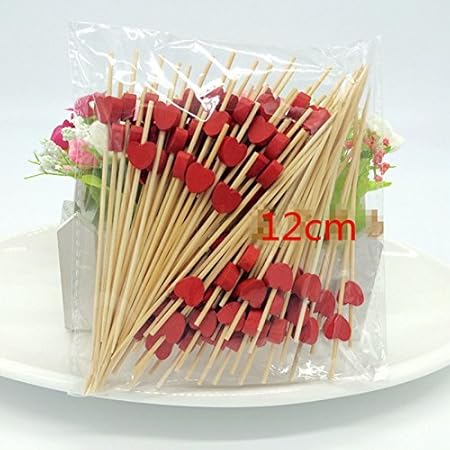 Prakritii cultivating green Bamboo Skewer |Barbeque Skewer | BBQ Skewer | Fancy Design Pink Skewer [12 cm / 4.5 inches ] {Pack of 100}