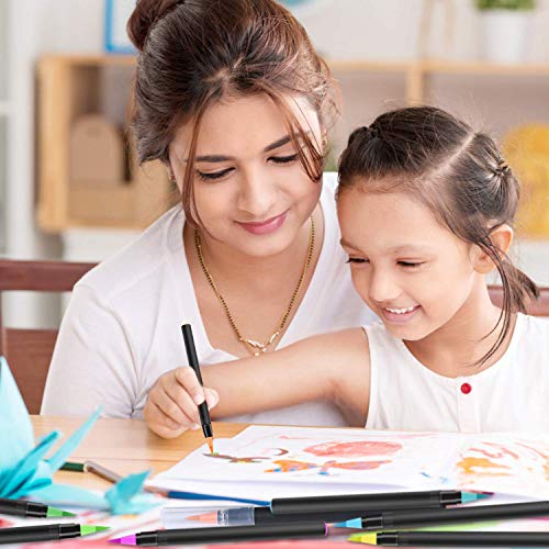 RATEL Rotuladores Acuarelables incluye 24 plumas de pincel de acuarela con punta de pincel de nylon flexible, 1 pluma de pincel de agua, 1 almohadilla de acuarela para libros