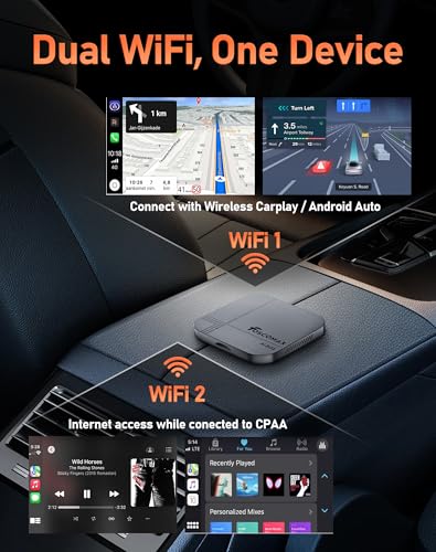 Magic AI Box-Wireless Carplay Adapter & Android Auto with Streaming Netflix YouTube TikTok, Dual-Band WiFi, TF Card Offline Playback, Video Entertainment Box for iPhone 10+ and Android 11+
