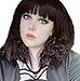 eNilecor Women Short Bob Fluffy Hair Full Wigs with Bangs Heat Resistant Kinky Straight Custom Cosplay Party Wigs (Dark Brown)