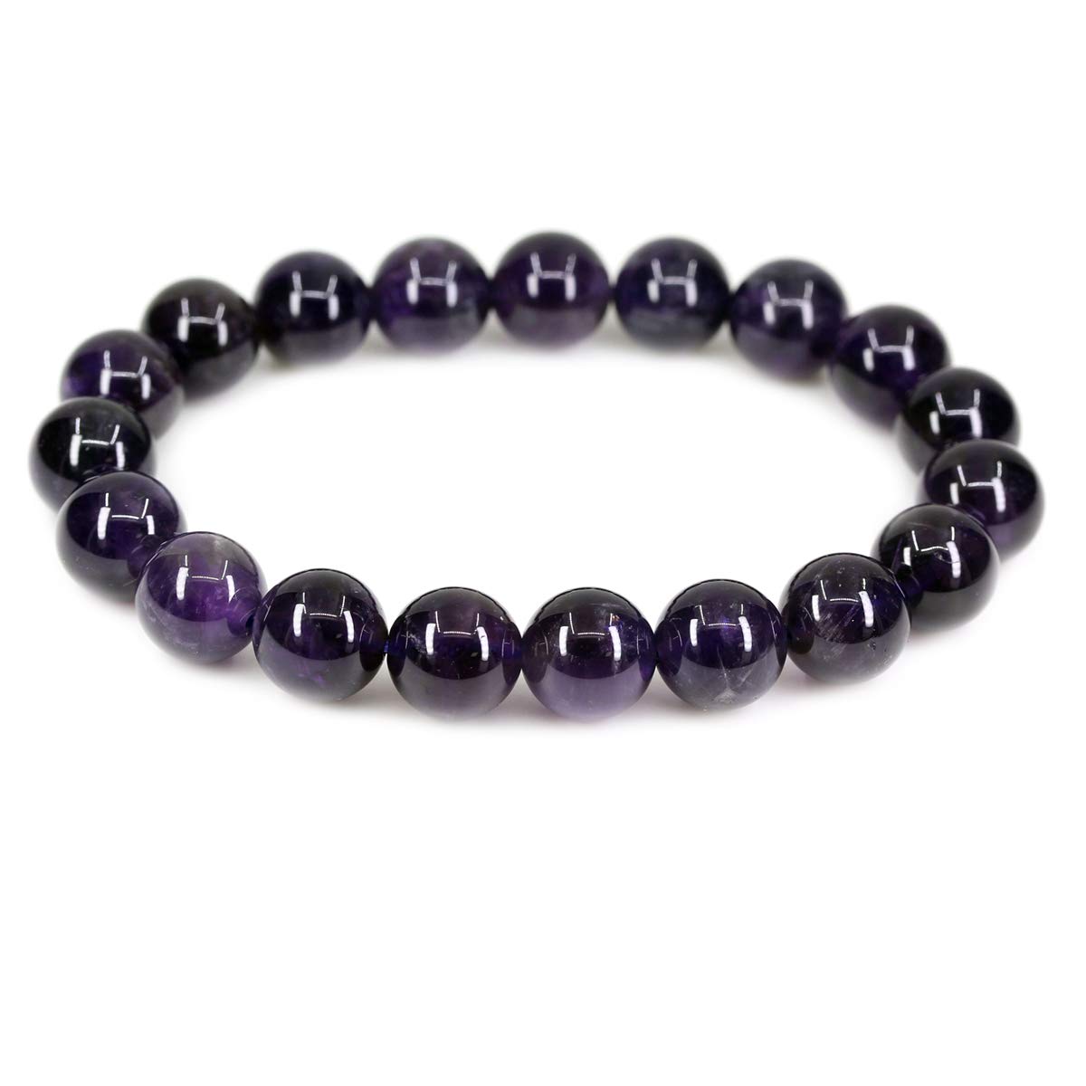 CHENYUE Natural A Grade Amethyst Gemstone 10mm Round Beads Stretch Bracelet 7" Unisex โ image 1