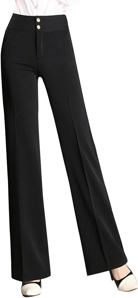 Women's High Waist Wide Leg Palazzo Pants Slacks Fashion Work Trousers