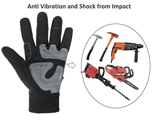 Durable Padded Work Gloves with Anti Vibrant Firm Grip, Touch Screen Tip; Comfortable Protective Workwear, EN388 Certified Safety, Washable for Working, Tactical, Mechanic, Duty and General Utility