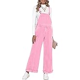 Vetinee Womens Overalls Denim Loose Fit Wide Leg Bib Stretch Baggy Jeans Jumpsuit Y2K Comfy
