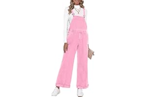 Vetinee Womens Overalls Denim Loose Fit Wide Leg Bib Stretch Baggy Jeans Jumpsuit Y2K Comfy