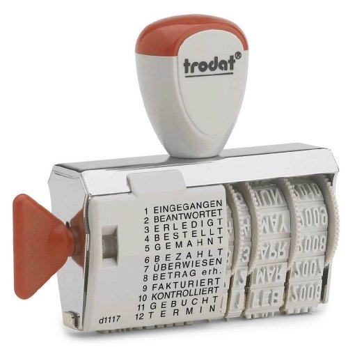 Trodat 1117 Classic Date and Word Band Stamp, Month abbreviated, Print Size 6 x 56 mm, Print Colour Black