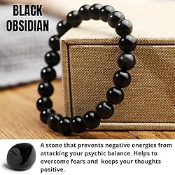Crystal Vibe 8mm Black Obsidian Bracelet - Elastic