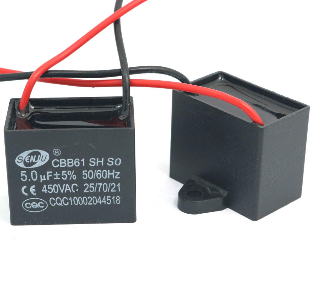 DollaTek 2Pcs CBB61 5uF 450V AC 50/60Hz Air Conditioner Fan Motor Running Capacitor