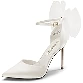 DREAM PAIRS Women's High Heels Strappy Closed Toe Stiletto Pointed Toe Mesh Bows Ankle Strap D'Orsay Sexy Dress Wedding Party Pumps Shoes