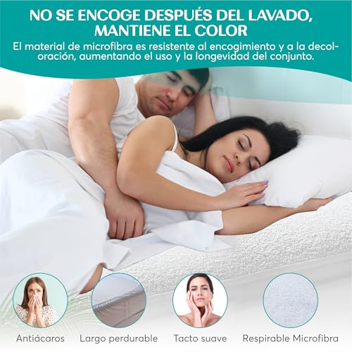 FOCARIS Home Waterproof and Adjustable Mattress Protector Cover Mattress Cover 200 x 200 cm Thickness 30 cm Antibacterial / Anti Dust Mite Protector 200 Mattresses 200 x 200 cm Packaging Presentation Gift