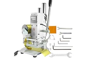 MEFAPE 10x13cm Hot Foil Stamping Machine, Manual Leather Hot Stamp Embosser, Max. 350℃ PU PVC Paper Wood Embossing Machine with Digital Display, U-Shaped Slot & Full Scale, Foil Paper Roller Included