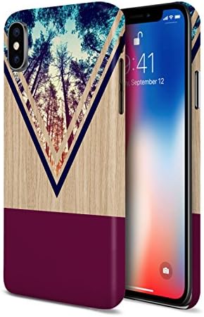 iPhone X Phone Case, Case Escape Violet Forest x Navy Chevron Wood Design Slim Protective Impact Resistant Matte Shell Case