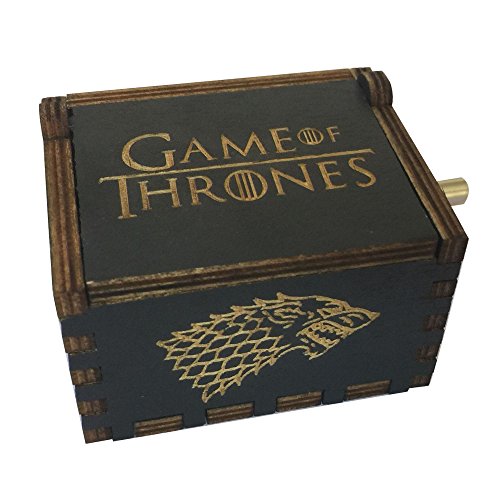 Game of Thrones Music Box Hand Crank Musical Box Carved Wooden,Play The Theme Song of Game of Thrones,Black - Thumbnail 4