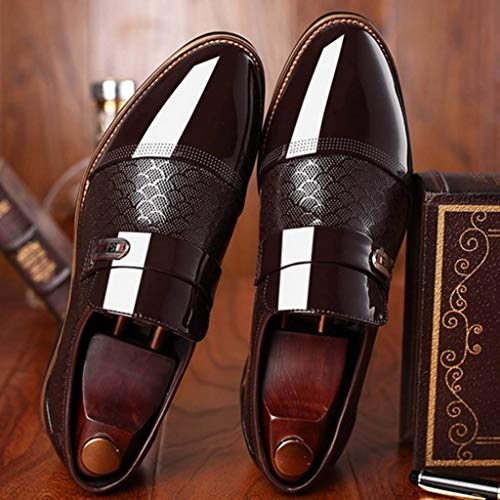 image for Corriee Mens Leather Oxford Shoes Male Pointed Toe Suit Shoes Flats Me