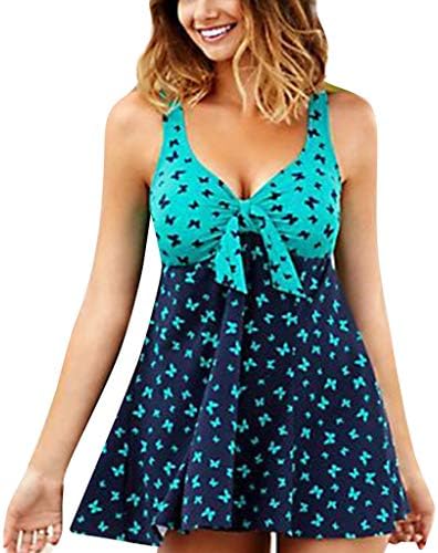 Weiliru Women's Slimming Tummy Control Swimdress Swimwear Long Torso Tankini Swimsuit Retro Skirt Swimming Suit for Women