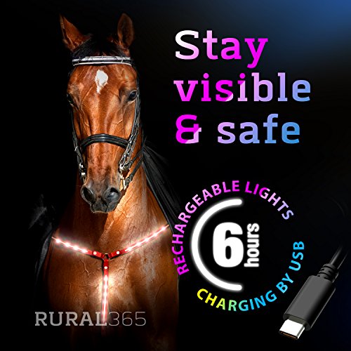 Rural365 Reflective Horse Tack LED Horse Breastplate Collar LED Horse
