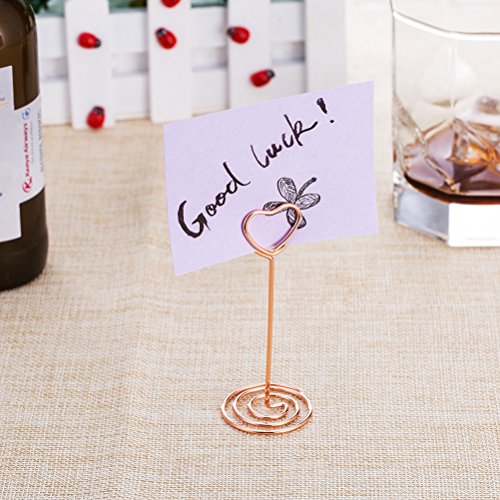 TOYMYTOY 12 Pcs Table Number Holders,Rose Gold Heart Shape Photo Holder Clips Place Card Paper Menu Stand