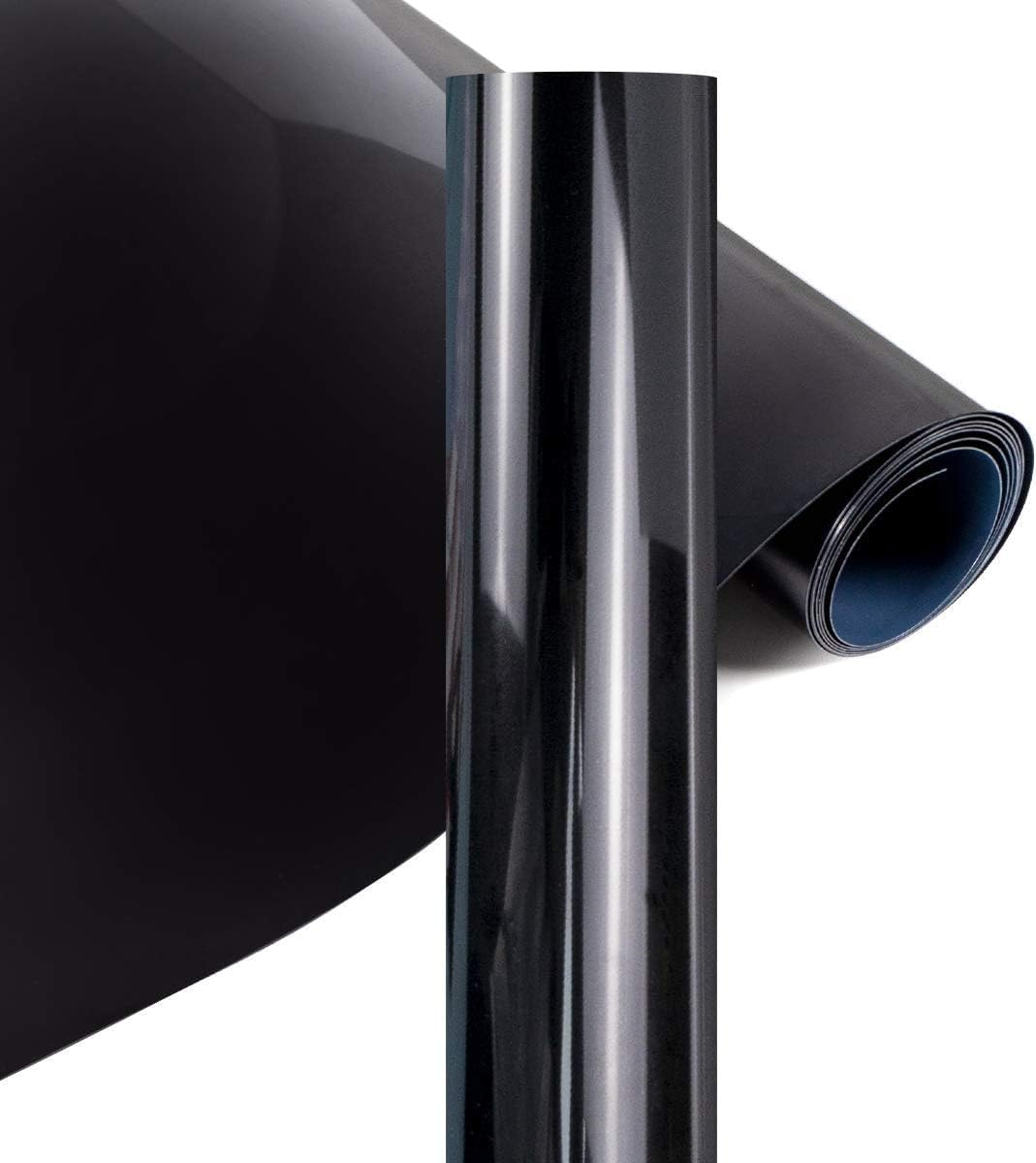 YRYM HT Heat Transfer Vinyl - 12" x 5ft(30.5x152CM) Black Premium HTV Vinyl Roll for T-Shirts,Black Iron on Transfers for DIY Heat Vinyl Design - Easy to Cut & Weed