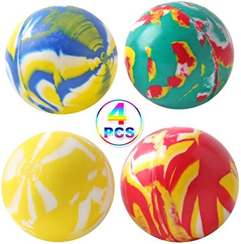 rainbow yuango 4 Pieces Assorted Super Bouncy Balls Bulk Party Favors Rubber 4.5cm 1.8" High Bouncing Balls for Kids Novelty Prizes Gifts