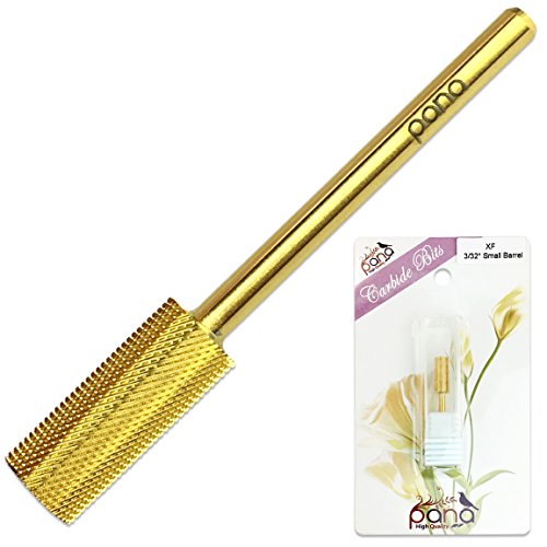 Pana 3/32" Safety Nail Carbide Bit - Gold Small Barrel Head (Grit: Extra Fine - XF) for Electric Dremel Drill Machine