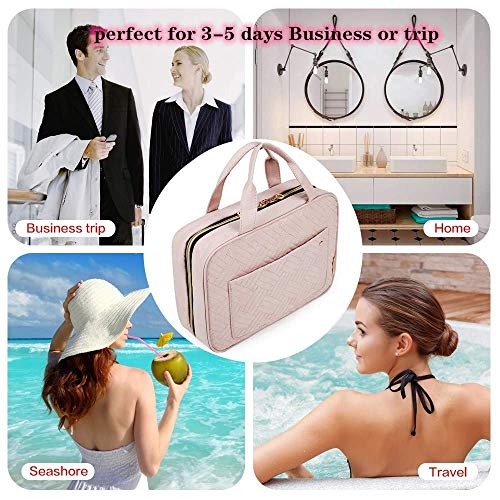 Inshere Toiletry Bag Travel Bag with Hanging Hook, Water-resistant Makeup Cosmetic Bag Travel Organizer for Accessories, Shampoo, Full Sized Container, Toiletries (Black)