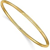 JewelryWeb 14k Yellow Gold Slip on Hollow tube 3mm Polished and Satin Finish Bangle Bracelet Cuff Bracelet for Women
