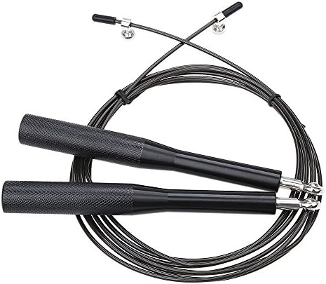 Jump Rope, Riiai 3 Meters/9.8ft Speed Skipping Aluminum Handles to Master Double Unders and Fitness Training Rope Black for Boxing MMA Fitness Training Speed Adjustable Survival and Cross
