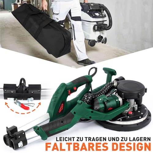 KUIMIT Giraffe Sander 850W, Wall and Ceiling Sander, LED Light Telescopic Handle, 6 Speeds (800-1750rpm), Electric Sander Sander, with Automatic Dusting, 12 Abrasive Discs