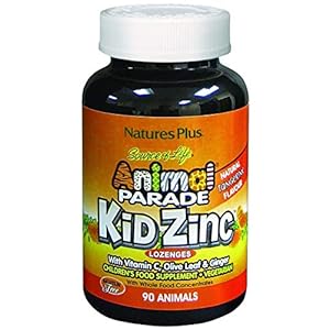 NaturesPlus Animal Parade Source of Life KidZinc Lozenges – Tangerine Flavoured – 90 Animal Shaped Tablets – Chelated Zinc Immune Support Supplement -Vegetarian, Gluten Free – 45 Servings