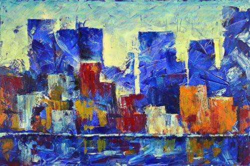 Amazon.com: City In Blue Abstract original painting: Handmade