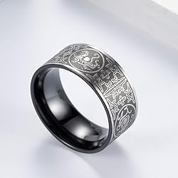 INRENG Men's Stainless Steel Rings Chinese Ancient