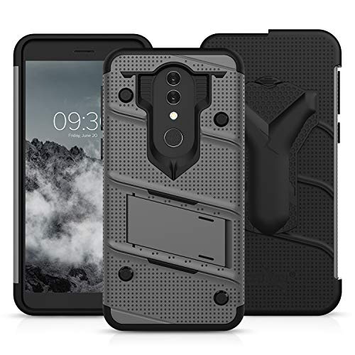 ZIZO Bolt Series Alcatel Onyx Case Military Grade Drop Tested with Full Glass Screen Protector Holster and Kickstand MetalGray Black - Thumbnail 3