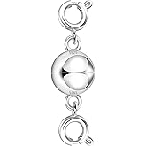 Magnetic Necklace Clasps and Closures, 925 Sterling Silver Magnetic Clasps for Necklace Bracelet, Silver Double Spring Clasps for Jewelry Making Supplies Chain Connector Necklace Extender