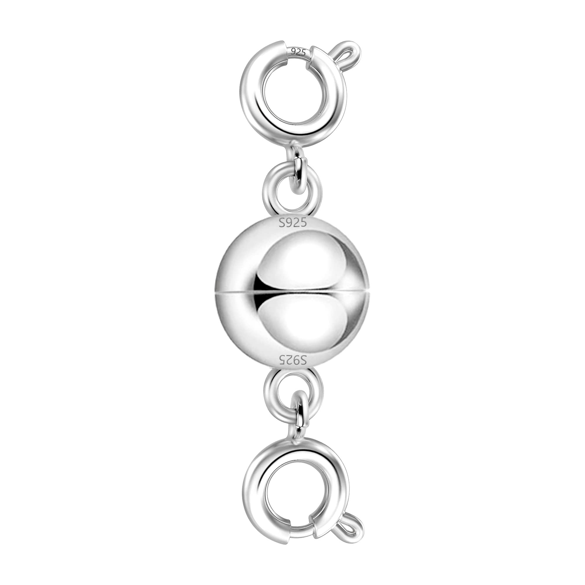ALEXCRAFT Silver Necklace Clasp, 925 Sterling Magnetic Jewelry Clasps and Closures, Extender Bracelet Chains Connector for Making