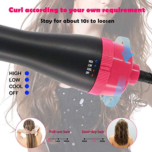 Hot Air Brush，Vinkki One Step Hair Dryer & Volumizer 3-IN-1 Negative Ion Hair Dryer Brush Hair Straightener Curler Styler with 6 Hair Clips Electric Blow Dryer for All Hairstyle Need Anti-Scald - Thumbnail 5