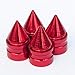 Tire Stem Valve Caps Cover Spike Style (Set of 4pcs) Aluminum with Gasket Rubber Rings Universal fit for All cars and Bike (Red)