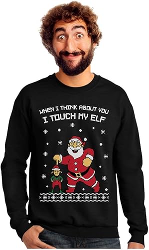 Amazon Com I Touch My Elf Ugly Christmas Sweater Sweatshirt Clothing
