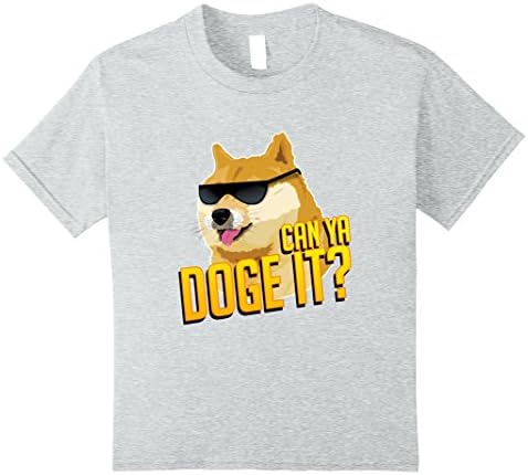 unisex-child Can Ya Doge It? Shibe Shiba Inu Glasses Kids Shirt 8 Heather Grey