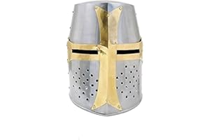 Medieval Warrior Templar Crusader Knights Helmet Wearable for Adult Medieval Costumes