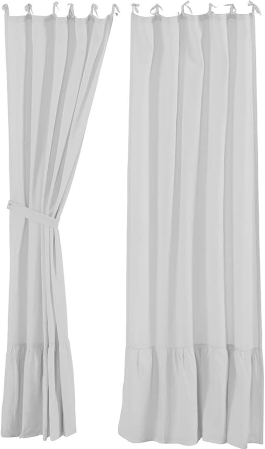 Amazon Com Vhc Brands Farmhouse Window Ellie Grey Tie Top Curtain