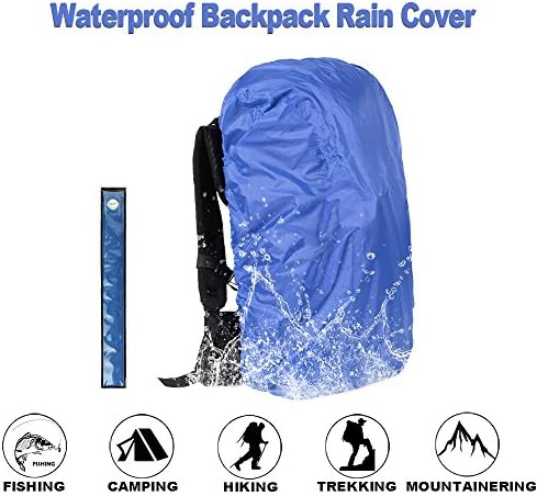 Waterproof Backpack Rain Cover for 30-90L with LED Slap Armband LED Lights for Running Hiking Party (Red, M) (blue, M)